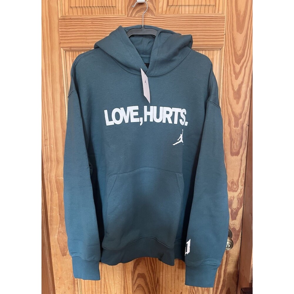 Nike Jordan Jalen Hurts "Love Hurts" Teal Pullover Hoodie Size XL IQ3758-377